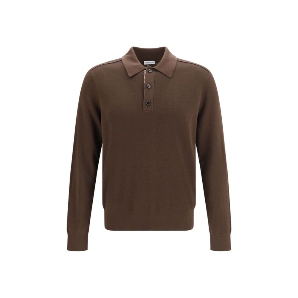 Burberry Men Long-Sleeve Wool Polo